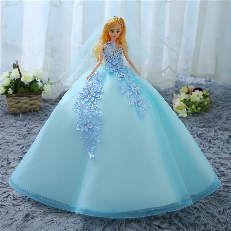 Mini Bride Trailing Wedding Doll Dream Princess Evening Party Clothes Wears Long Dress Set Child Birthday Present Girl's Gift | Игрушки и
