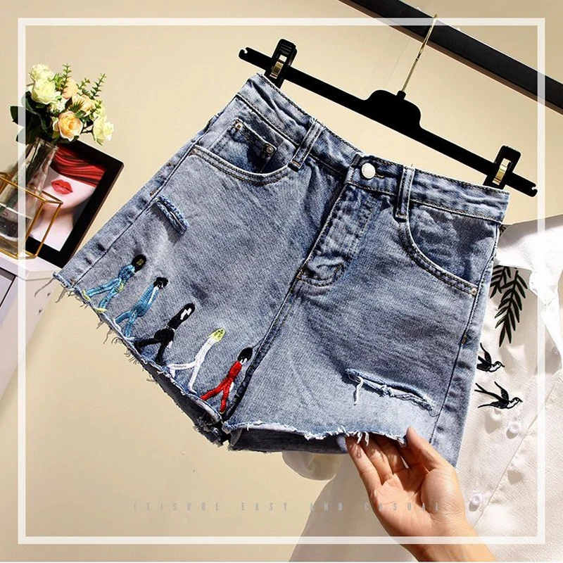 Женские широкие шорты Fat mm брюки большого размера с пятью точками лето 2019 |