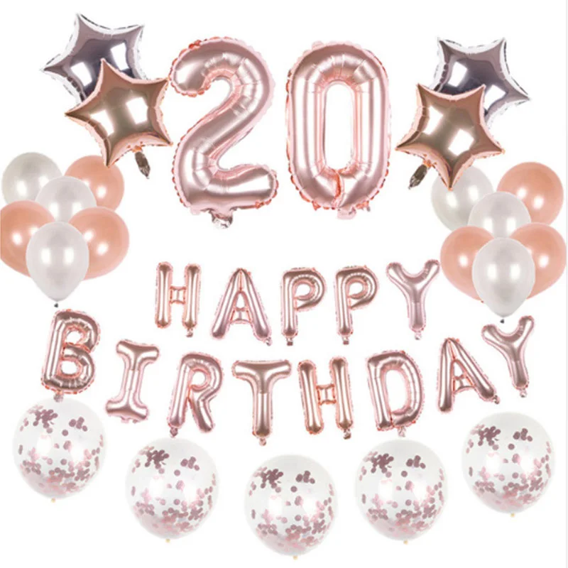 Розовое золото свадебные шары для дня рождения письма с поздравлениями днем