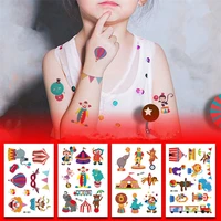 10pcs circus carnival tattoo stickers diy childrens cartoon animal tattoo birthday party decoration kids bachelorette party s