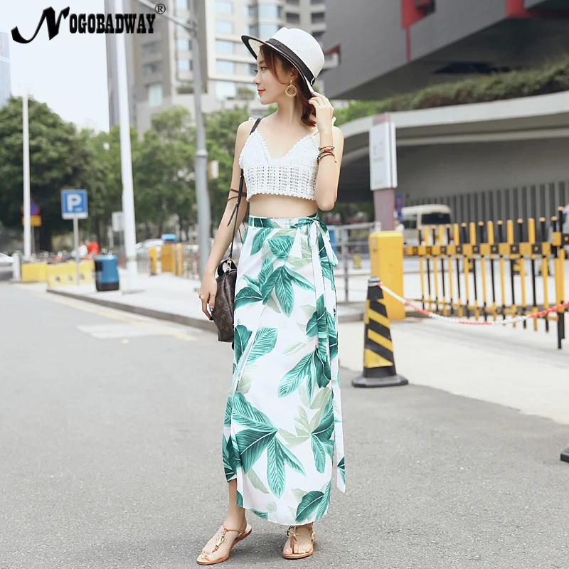 Высококачественная атласная шифоновая богемная макси юбка 2018 Летняя женская