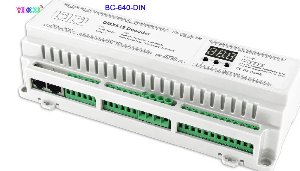 24 32 40 канала DMX512/8bit/16bit Вход DC12V-24V RJ45 подключения светодиодный RGB/RGBW Декодер контроллер для светодиодный полосы света лампы