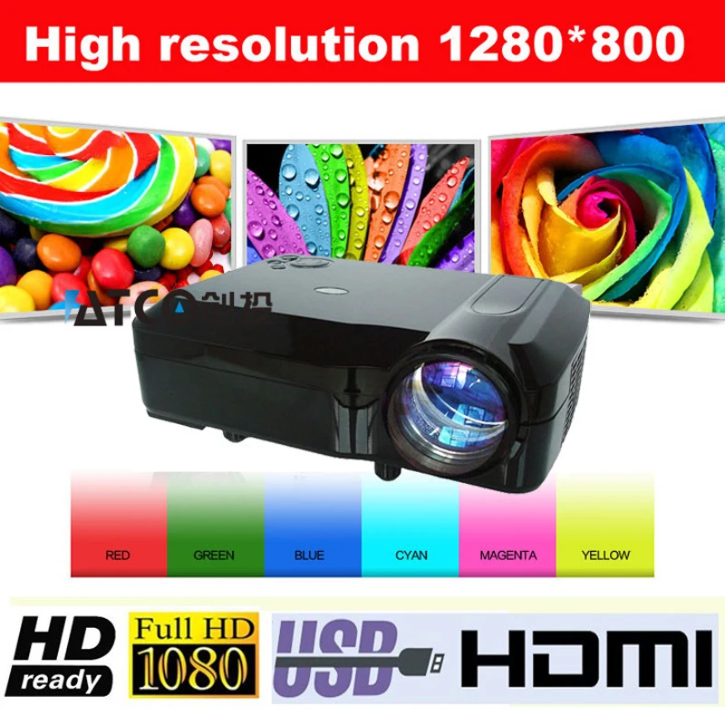 Дешевле 5000 Люмен ЖК дисплей HD Full LED 3D Проектор 1280*800 1080 P мультимедиа домашний