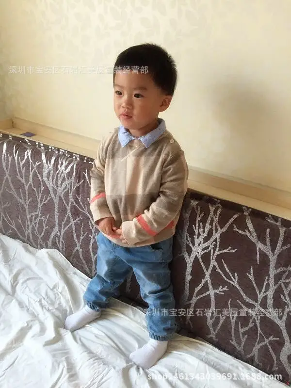 2018 новый милый вязаный свитер цвета хаки для маленьких мальчиков на осень и зиму