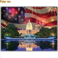 peter ren diy crafts diamond painting america flag white house firework picture of rhinestone diamond embroidery home decoration