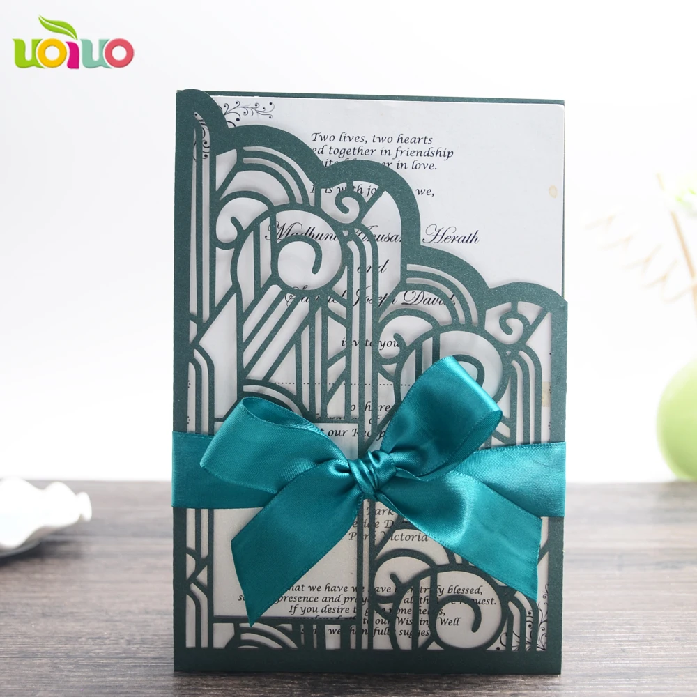

free shipping 50set inc113 blackish green gate pocket card European Elegant Party Invitations Card