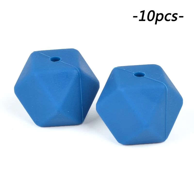 Vivid blue LOFCA 10 шт./лот шестигранные бусины 17 мм геометрические силиконовые бусины BPA бесплатно детские жевательные прорезыватели зубопрорезыватель соска зажим - Цвет: Vivid blue