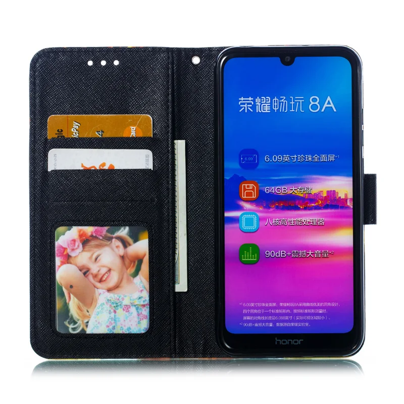 2019 хит 3D чехол кошелек для мобильного телефона Huawei Y6 с откидной крышкой мягкий