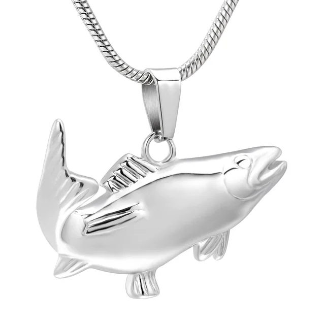 Ожерелье IJD10040 Fish ожерелье для кремации мужчин из нержавеющей стали с памятью