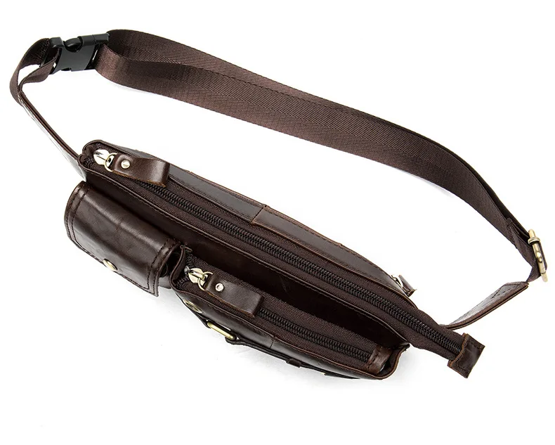 MVA Coffee Men`s Waist Pack Genuine Leather Men Crossbody Bag Casual Chest Cow Leater | Багаж и сумки
