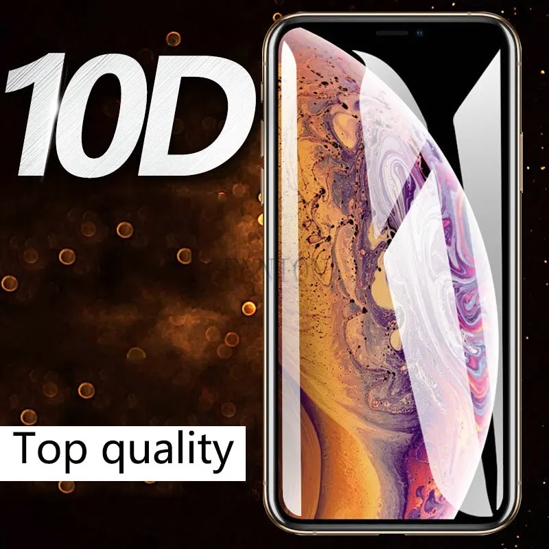 10D полное покрытие закаленное стекло протектор для iPhone XR Xs Max X 6 7 8 plus 100 шт включает розничную упаковку