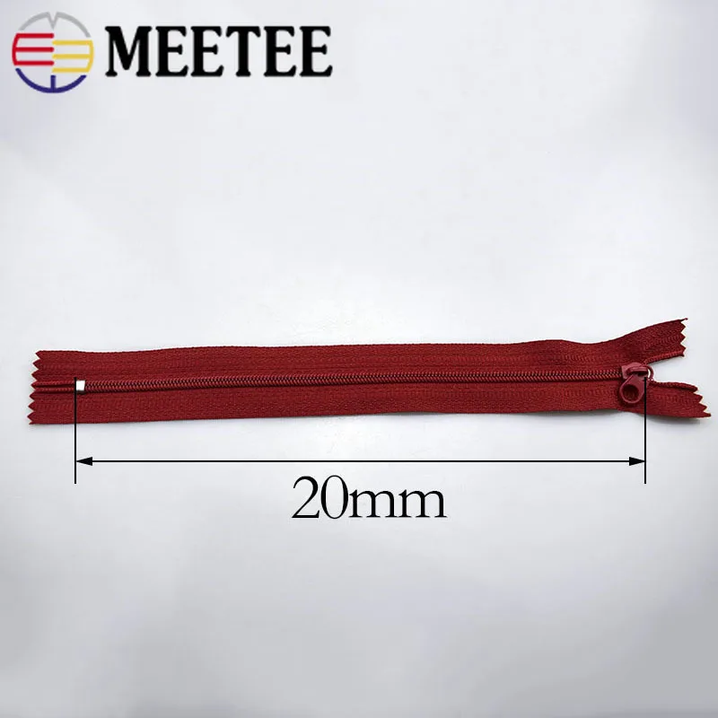 Meetee 20pcs 3# Nylon Coil Zipper 20cm 7.8Inch Close end Tail for Handbag Cloth Pocket Wallet DIY Sewing Craft Accessories A4 12|Молнии| |