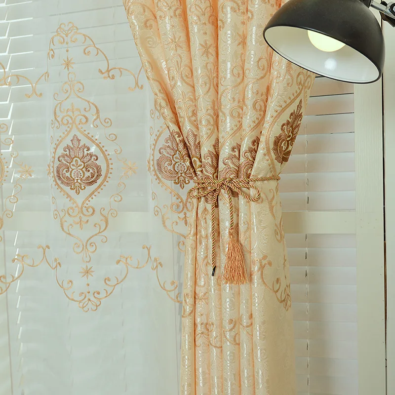 

Water Soluble Curtain Cloth Bedroom European Embroidered Tulle Curtains for The Living Room Window of Luxury Style