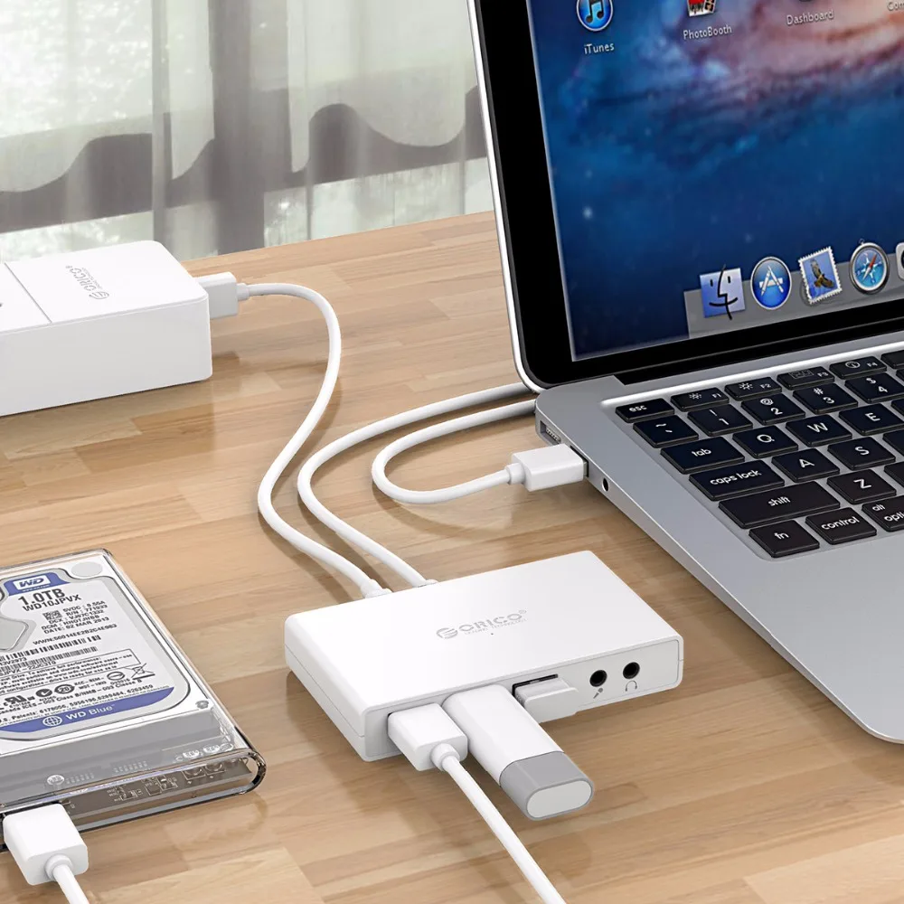 ORICO 3 Porst USB3.0 хаб с наушником и микрофон Порты Micro USB Питание разъёмы