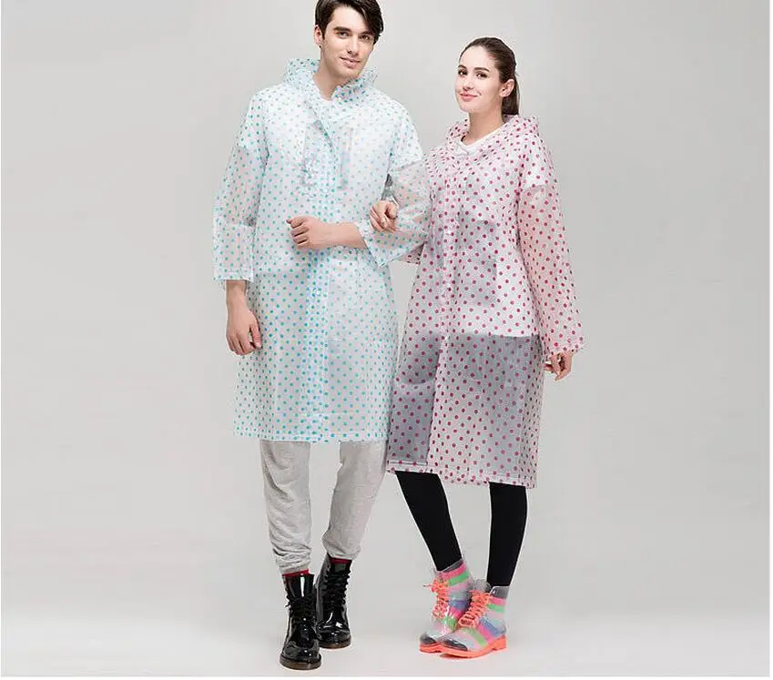 Длинное непромокаемое пончо в горошек EVA унисекс с капюшоном дождевик