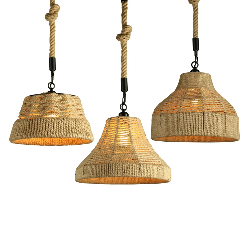 Винтажный подвесной светильник MLZAOSN из пеньковой веревки индивидуальное