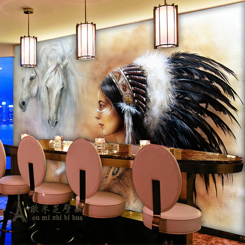 Обои для студийной фотосъемки с изображением большой имитации Индийской Девушки