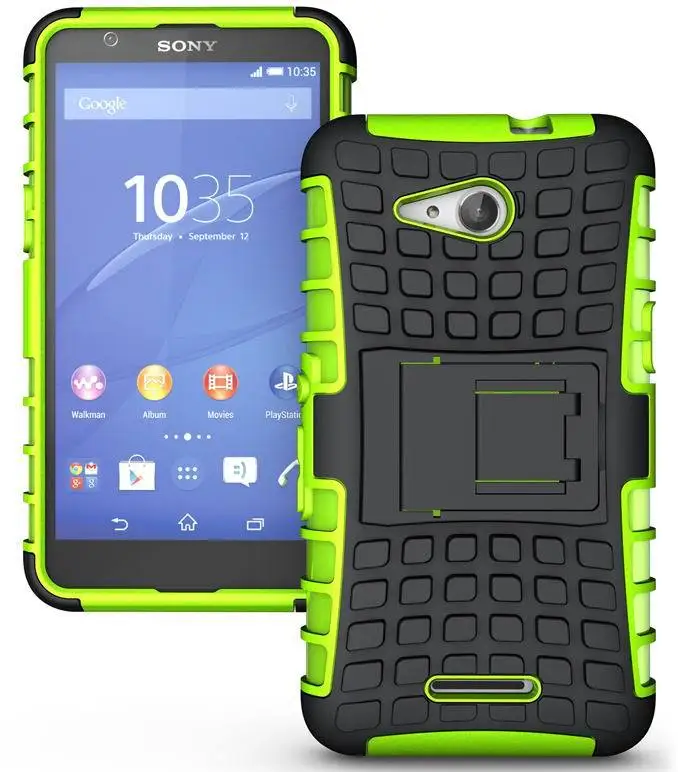 Dual Layer Hybrid Hard Cover ShockProof Rugged Silicone Armor Case For Sony Xperia E4G Phone with Stand Holder |