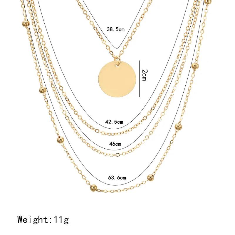 Чокер многослойный Женский Круглый золотистый многослойное ожерелье в стиле