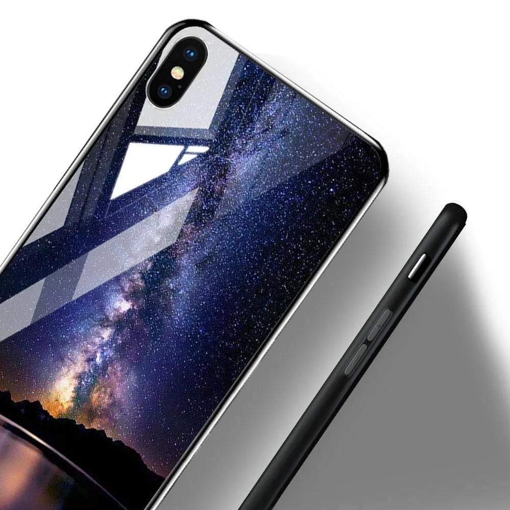 

Tempered Glass Case For Iphone 7 Se 2020 Cases Star Space Cover For Iphone X XR XS Max Covers Coque For Iphone 6 6s 8 Fundas