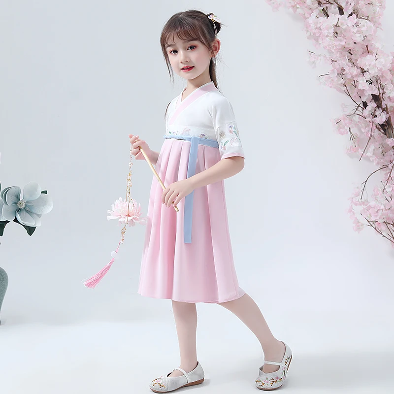 Hanfu костюмы для детей в китайском стиле костюм Тан дети ханьфу китайское платье древняя и традиционная одежда народная танцевальная одежда DQL775