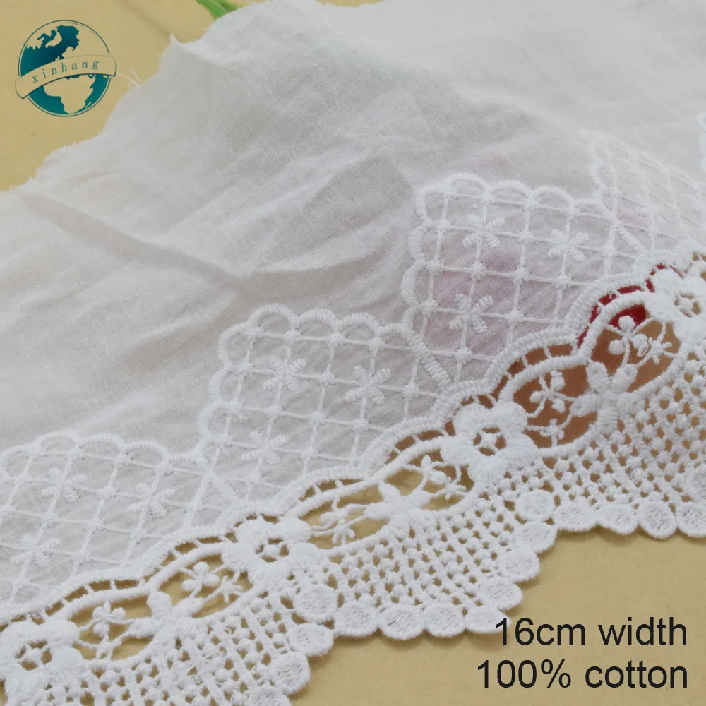 

5yards 16cm width 100% Cotton embroid lace sewing ribbon guipure trim wedding lace DIY Garment Accessories african doll lace3919
