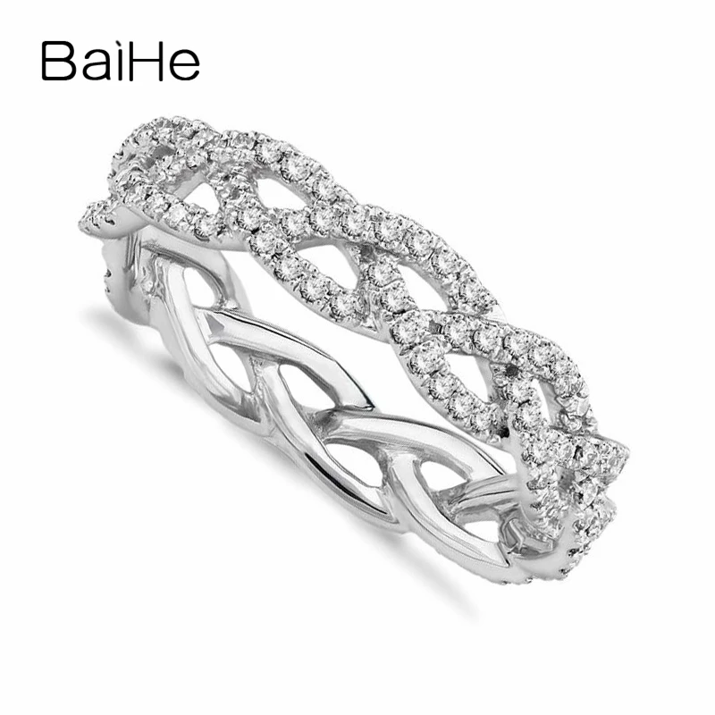 BAIHE однотонное 18K Белое Золото 0.51ct H/SI круглые свадебные плохие натуральные