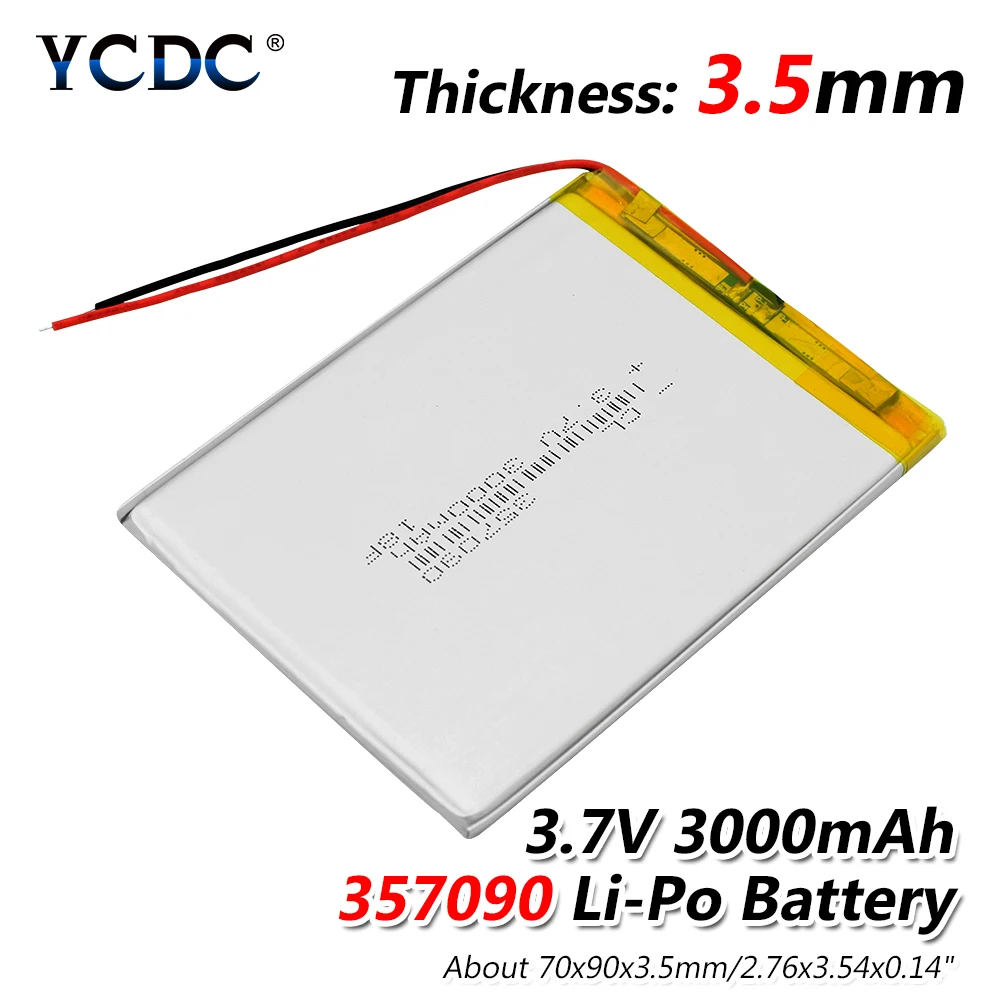 1/2/4 шт 3,7 V 357090 литий Батарея 3000mAh Li-po Lipolymer Перезаряжаемые аккумуляторные ячейки для Mp5 Dvd Gps Камера планшет электронная книга