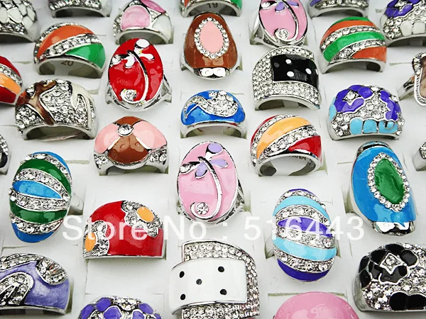 10 шт. чешские Стразы смешанные стильные эмалевые Модные посеребренные женские