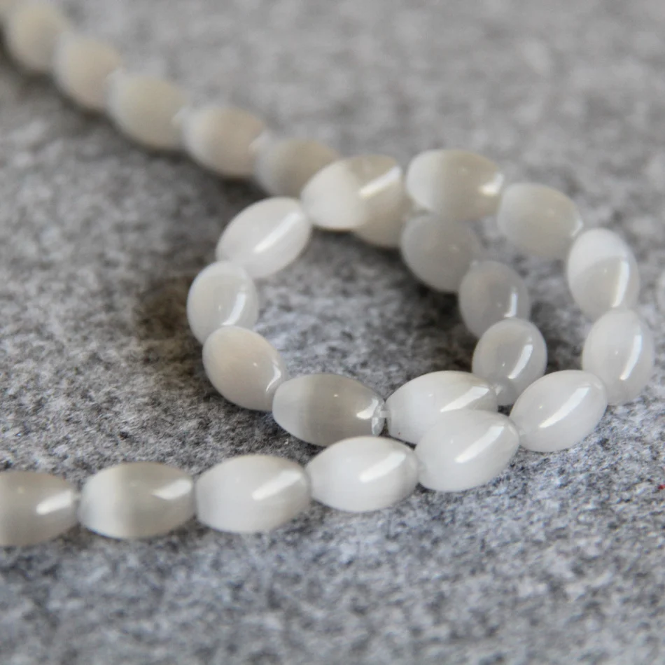 Красивые серые стеклянные бусины 8*12 мм мексиканский кошачий глаз