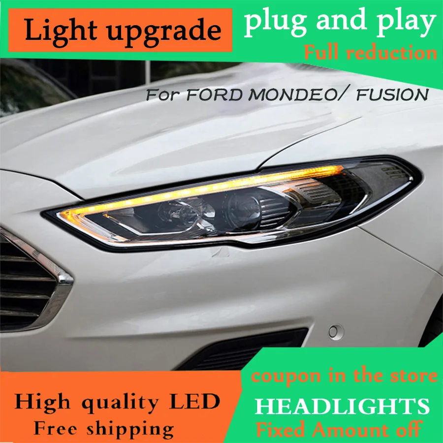 D-YL автомобильный Стайлинг для Ford Mondeo- фары Fusion светодиодный фары струящиеся оптические линзы DRL Желтый поворотный