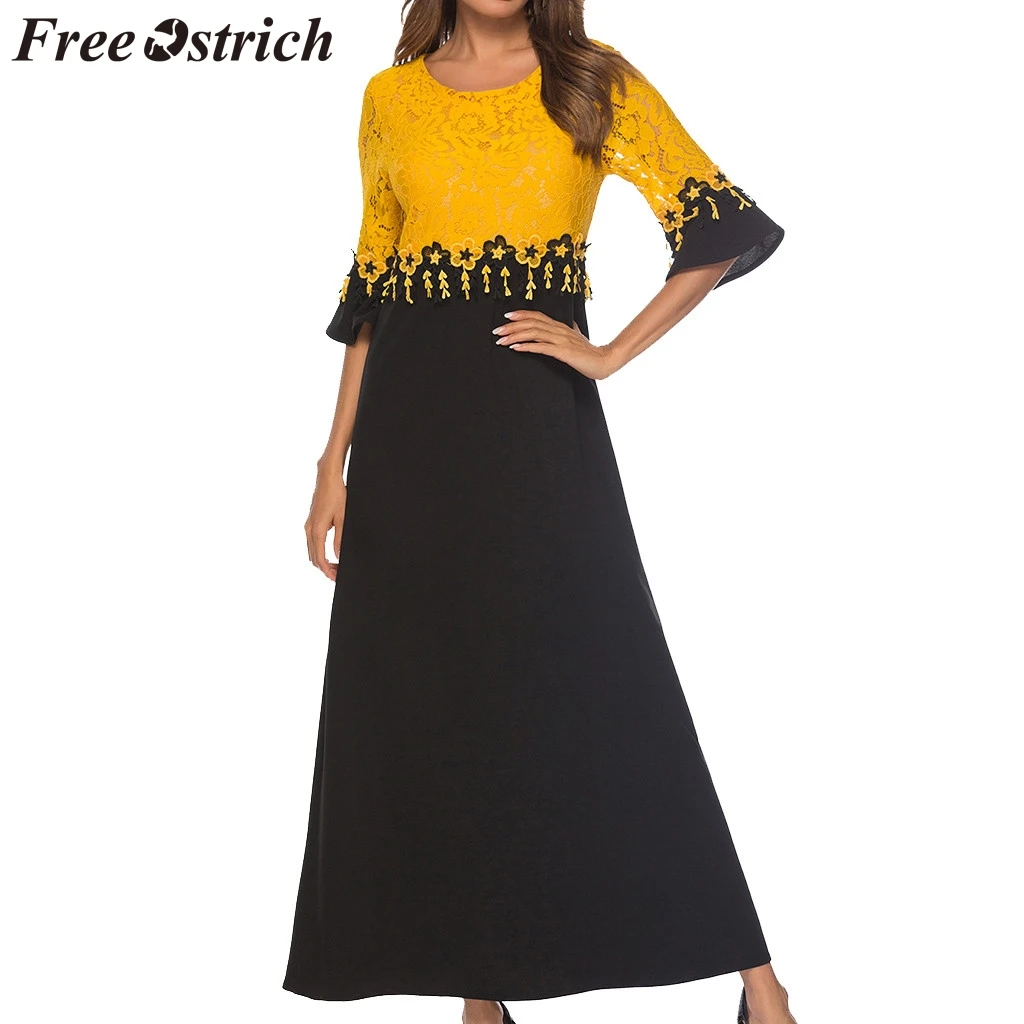 Бесплатная страусиное женское платье винтажное кружевное лоскутное до