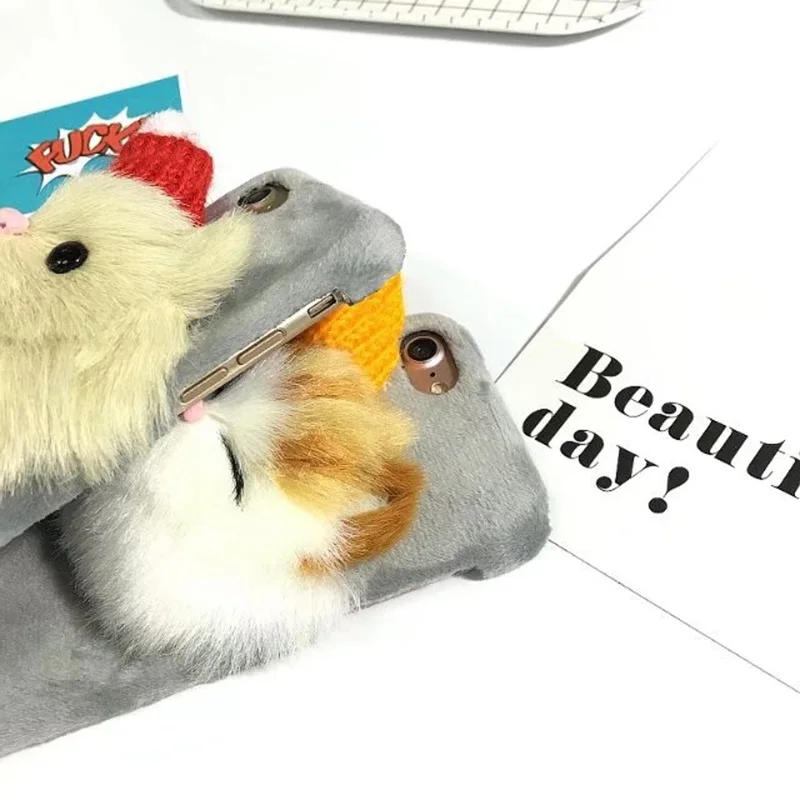 Рождество DIY 3D чехол с милым котом для iPhone X 8 S R M 5 SE 6 6S 6SPlus 7 Plus Мягкий меховой