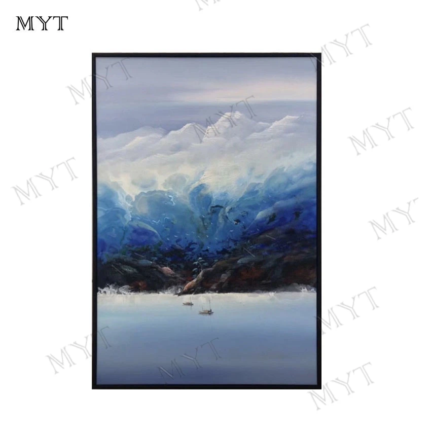 

Ручная роспись, высокое качество, современная абстрактная картина маслом на холсте, морской берег, синяя картина маслом для украшения гости...
