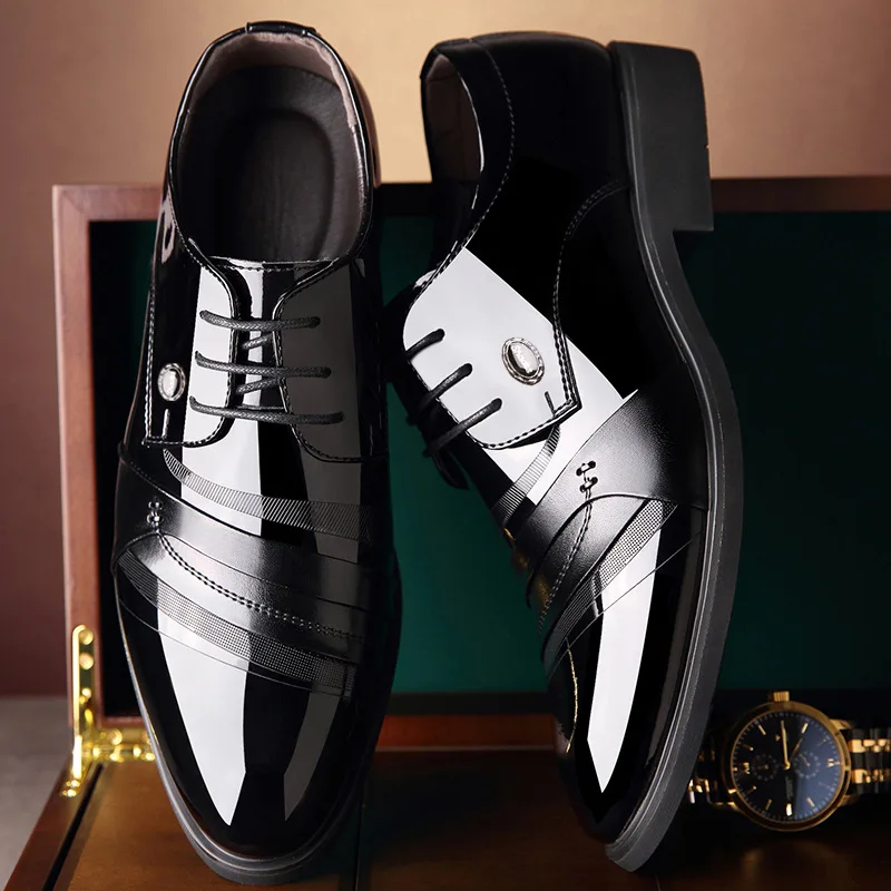 Новинка Весна 2021 мужские туфли на шнуровке с острым носком дышащие деловые