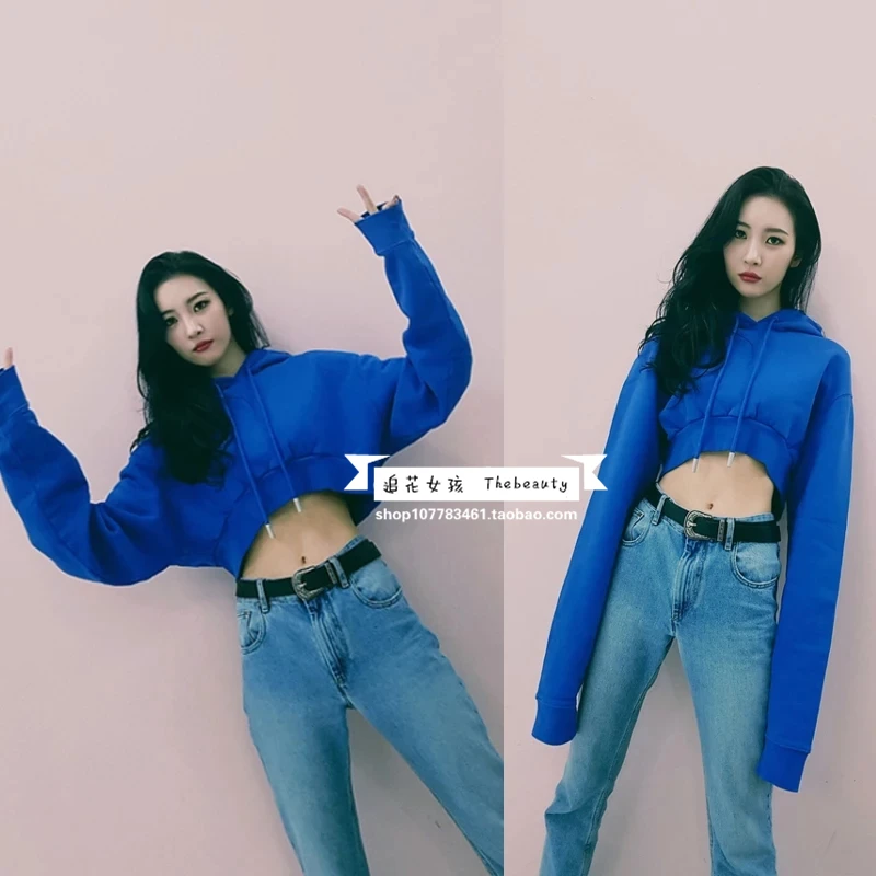 Kpop черная розовая роза же синяя уличная Harajuku с длинным рукавом толстовки женские хип-хоп короткие толстовки Корейская теплая одежда с капюшоном