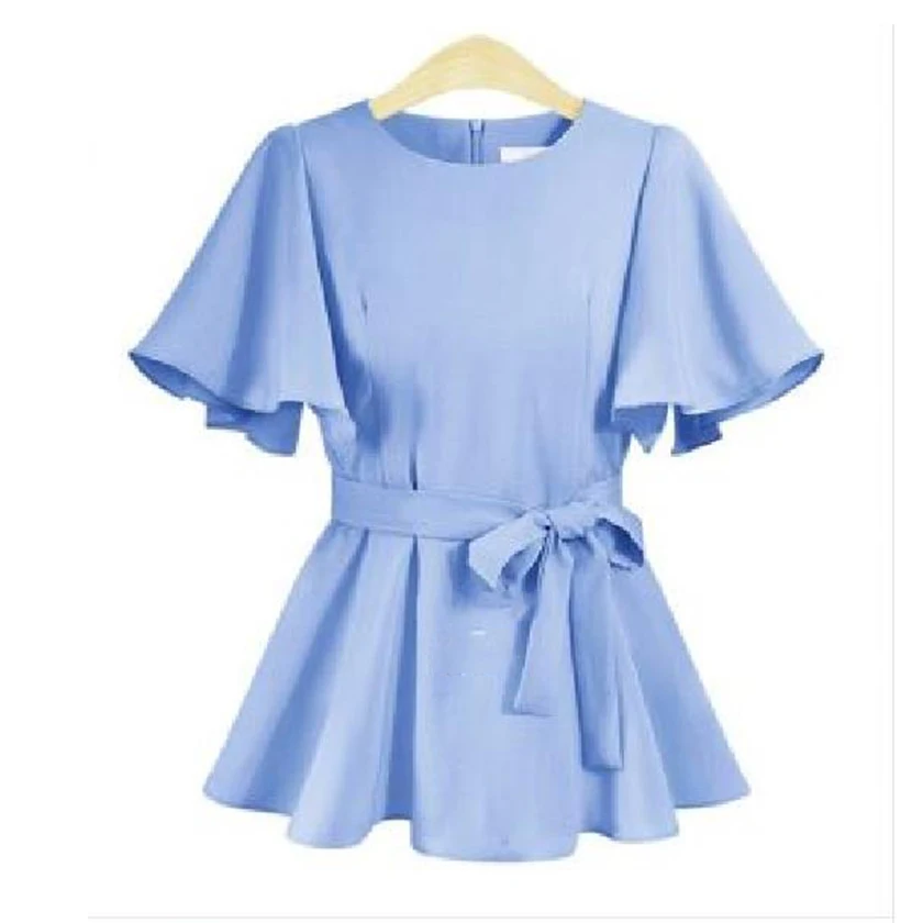 Женская Однотонная футболка Chiifon Повседневная Свободная с круглым вырезом и