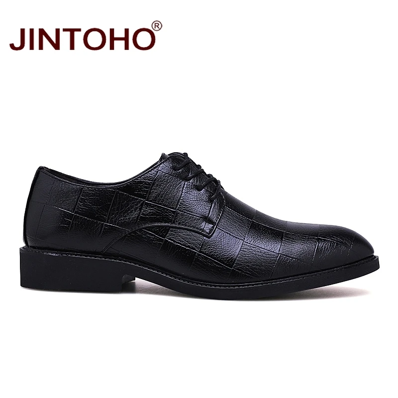 Туфли JINTOHO мужские кожаные брендовая модная повседневная обувь черные лоферы