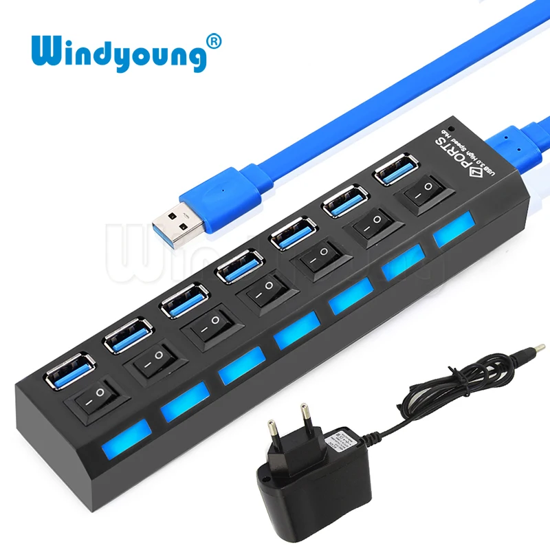 Usb-хаб 3 0 высокоскоростной 4 7 портов USB концентратор с адаптером питания EU/US/UK