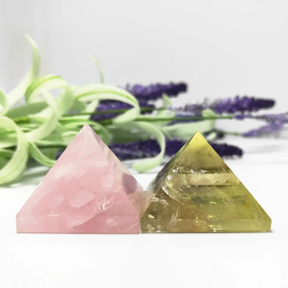34 мм натуральный цитрин кварц розовый кристалл пирамида лечение драгоценных
