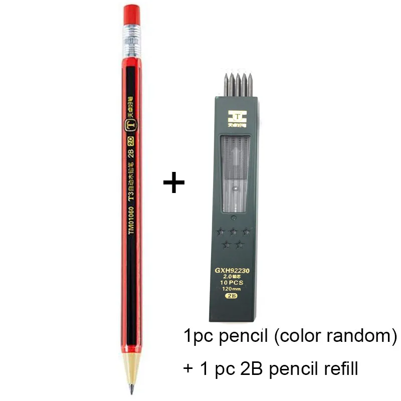 1 pencil 2B refill 1 шт. пластиковый механический карандаш | 2,0 мм сердечник без дерева для офиса, студентов и детей подарок kawaii - Цвет: 1 pencil 2B refill