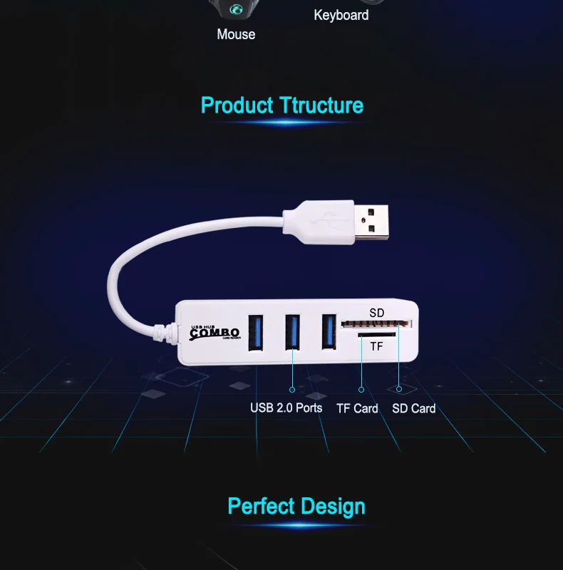 Мини USB комбинированный кард-ридер+ usb-хаб 480 Мбит/с USB разветвитель USB 2,0 концентратор для SD/TF портативный для ПК ноутбука периферийные устройства Аксессуары