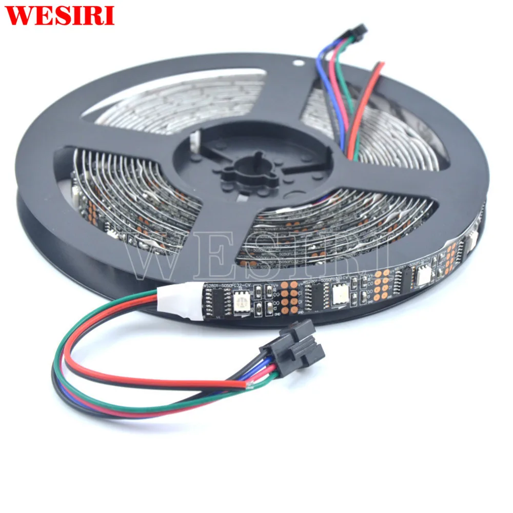 3 м/5 м WS2801 адресуемых Светодиодные ленты 5050 RGB Светодиодные ленты Ambilight ТВ подсветкой 5 В