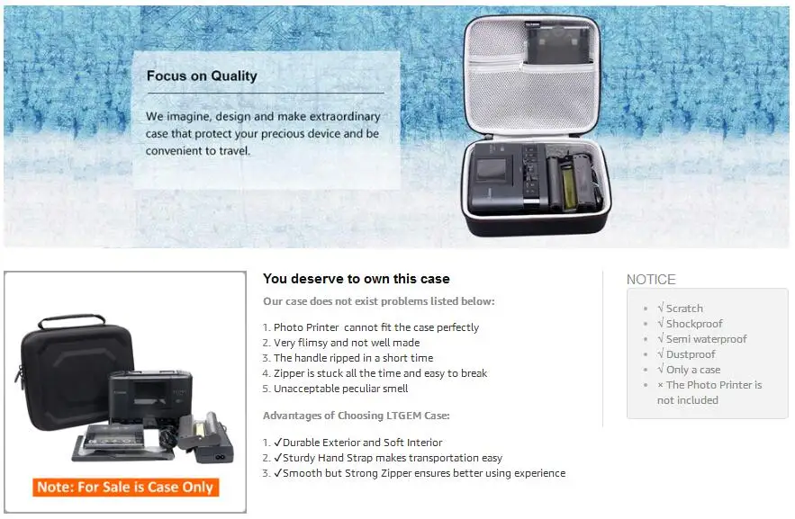 LTGEM EVA жесткий чехол для Canon SELPHY CP1200 и CP1300 беспроводной Компактный фотопринтер-Дорожная Защитная сумка для хранения