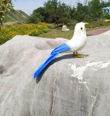 

about 22cm blue&white feathers bird artificial bird handicraft,prop,home garden decoration gift p2762