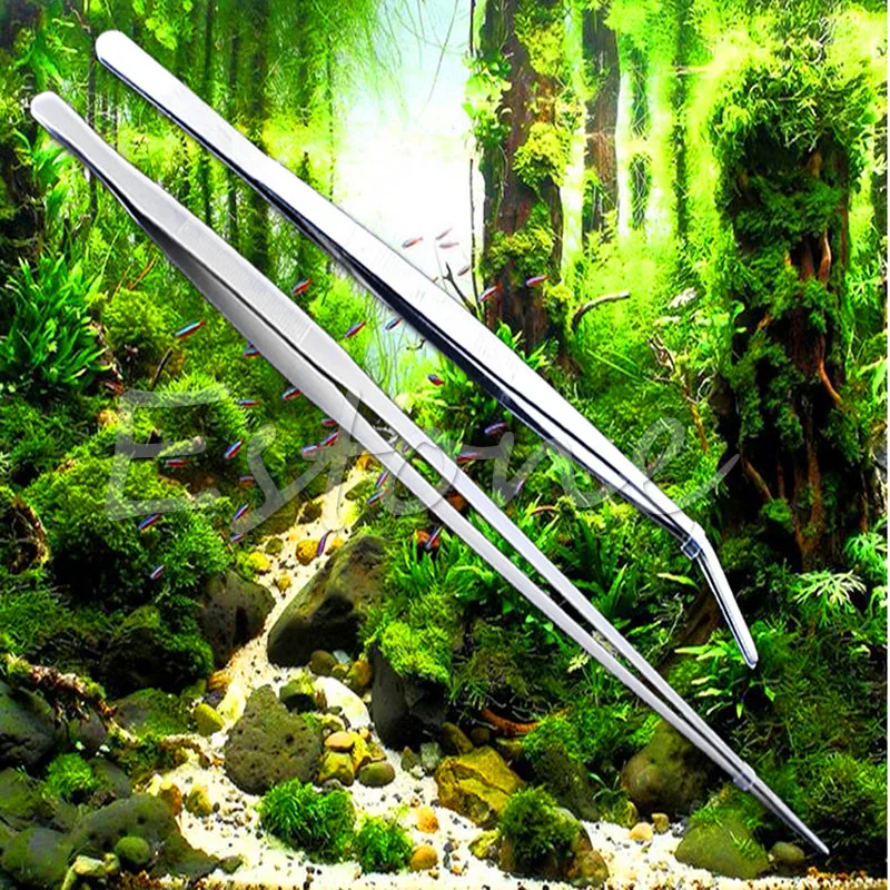 27/38/48cm Fish Tank Tongs Aquarium Stainless Steel Live Plant Tweezers | Cleaning Tools