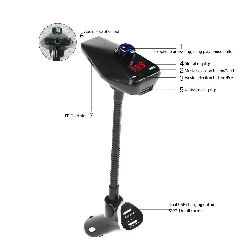 Weishan Новинка 2018 fm передатчик Aux модулятор Bluetooth Handsfree автомобильный комплект аудио