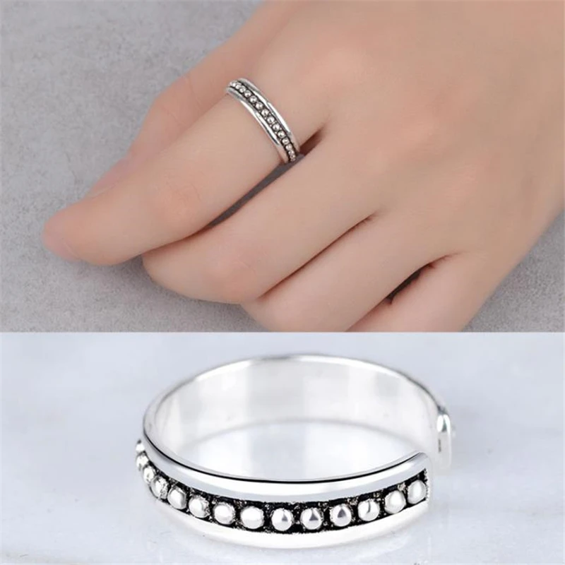 KOFSAC Vintage Thai Silver Jewelry 925 Sterling Rings For Women Anniversary Simple Adjustable Ring Girl Best Gifts | Украшения и