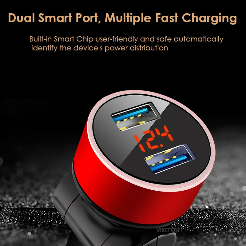 CRDC USB Автомобильное зарядное устройство вращение на 150 градусов 3.1A двойное