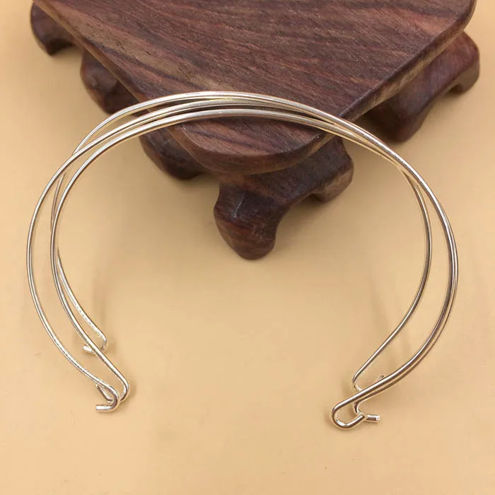 65*1.2mm Open Bracelet Settings Wire Connectors with 2 Hooks Loops Blank Base Metal Brass Circle Bangle Findings DIY Making | Украшения и